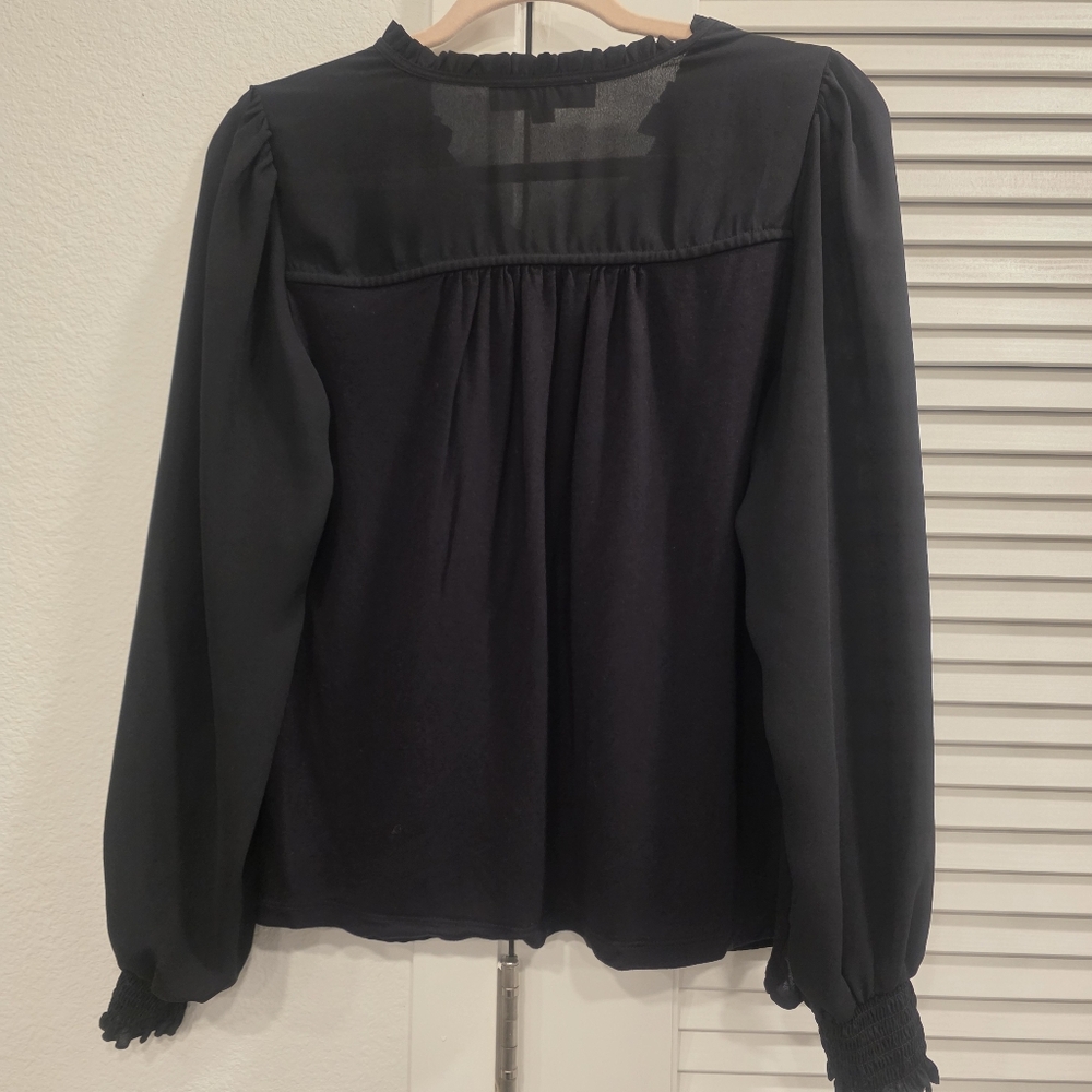 LOFT Ruffle Split Neck Blouse - Picture 2 of 3